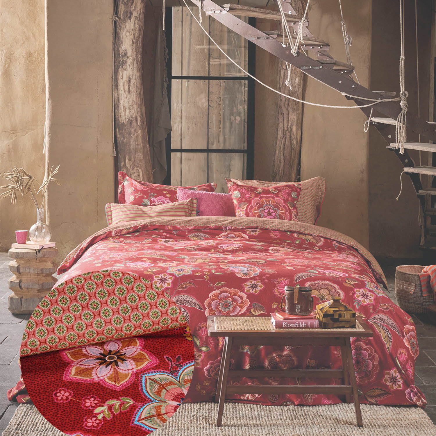 PIP Studio Bettwäsche Matata Blumen und Blätter , rot