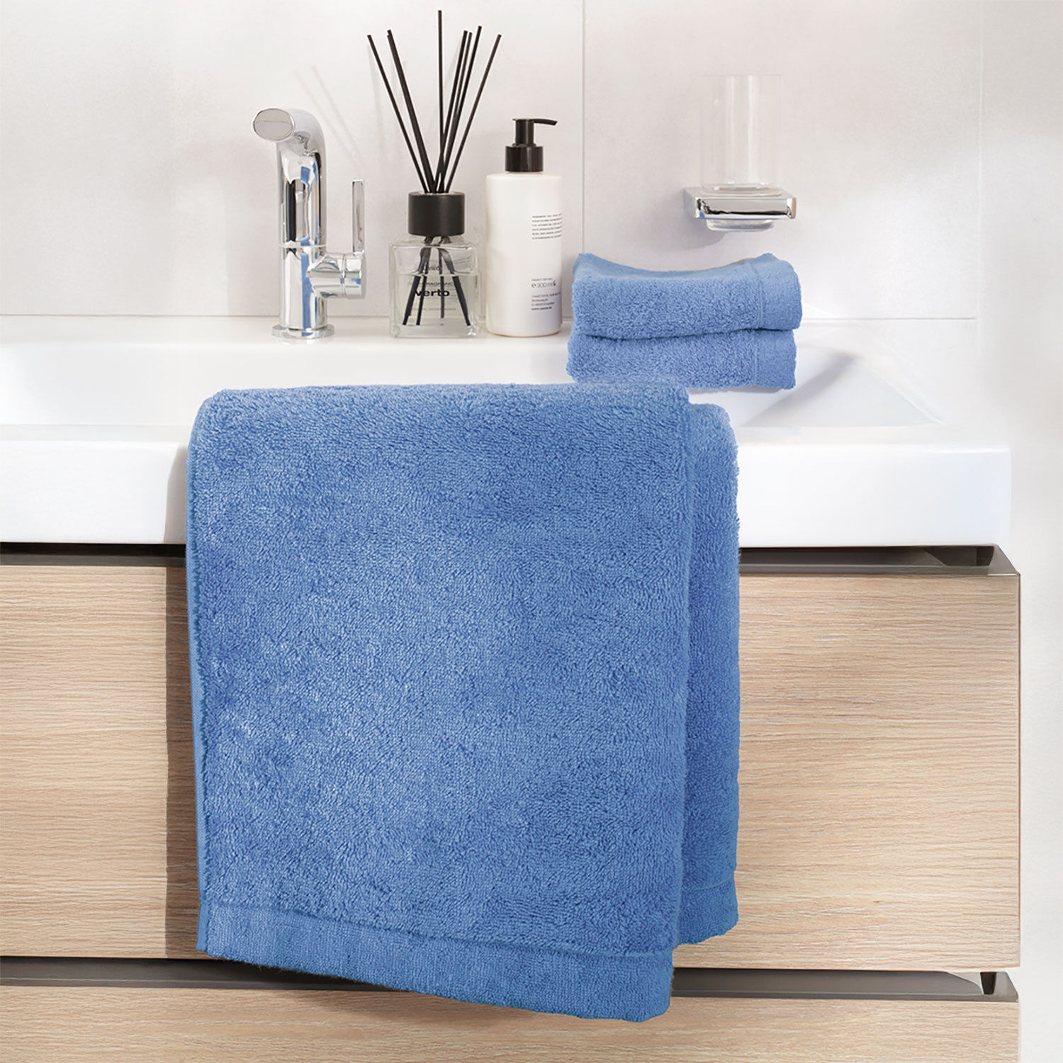 Cawö Frottierwäsche Life Style Uni puristisches Design mit Stil , blau